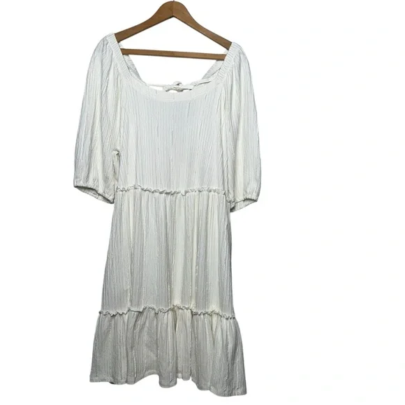 FRYE AND CO Women’s Flare Ballon Sleeves Dress Ivory Size 1X - Picture 4 of 12